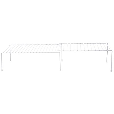 Expandable Kitchen Counter and Cabinet Shelf, White(adjustable From16 .3/4 to 30.3/4" length X 8.1/4" width X 6" height)
