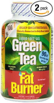 Applied Nutrition Green Tea Fat Burner Maximum Strength with 400 mg EGCG Fast-Acting 90 Liquid Soft-Gels Pack of 2