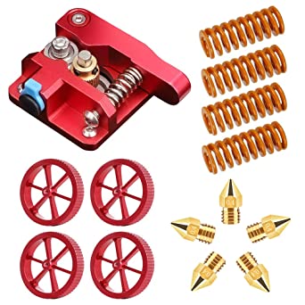 Creality Upgrade 3D Printer Kit with All Metal MK-8 Extruder, 4 PCS Red Hand Twist Leveling Nuts and 4 PCS Bed-Level Springs, 0.04 mm Printer Nozzles for Ender 3/Ender 3 V2/Ender 3 Pro/Ender 5