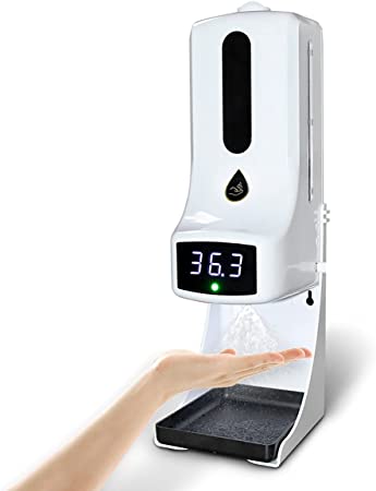 DX Automatic Hand Sanitizer Dispenser with Thermometer, Wall Mount Touchless Sensor Drip Sanitizing Station with Temperature Measurement, Perfect for Commercial Industrial Public Areas