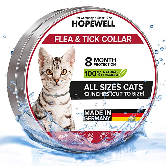 Hopewell Pet Collar 8 Month Prevention for Cats and Kittens with Natural Extracts Pest Control Collars 13 inches Cat Treatment Safe and Effective One Size Fits ALL