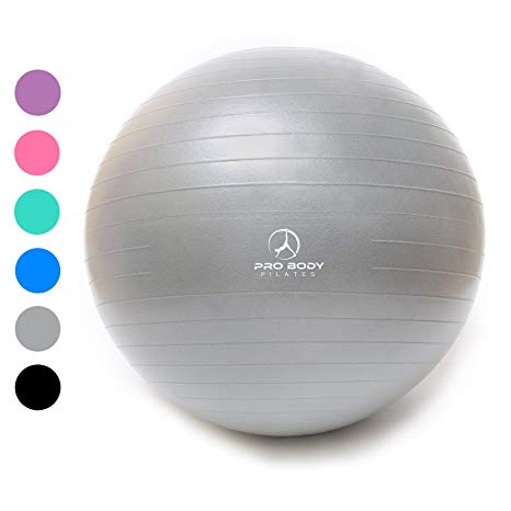 Exercise Ball - Professional Grade Anti-Burst Fitness, Balance Ball Pilates, Yoga, Birthing, Stability Gym Workout Training Physical Therapy