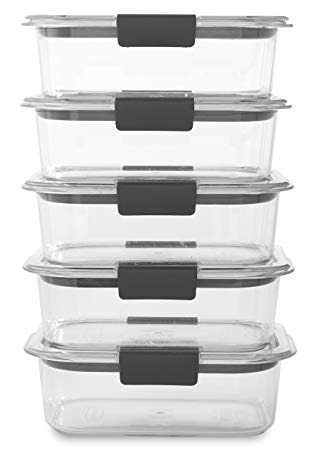 Rubbermaid Brilliance Food Storage Container, BPA-Free Plastic, Medium, 3.2 Cup, 5-Pack, Clear