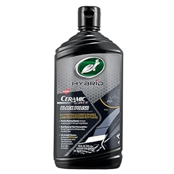 Turtle Wax 53448 Hybrid Solutions Ceramic Acrylic Black Polish and Wax Formulated for Black Car Paint, Removes Surface Scratches and Swirl Marks, Provides Water Repellency, Protection and Shine, 14 oz