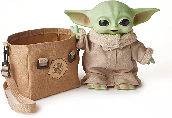 Star Wars The Child Plush Toy, 11-in Yoda Baby Figure from The Mandalorian, Collectible Stuffed Character with Carrying Satchel for Movie Fans Ages 3 and Older