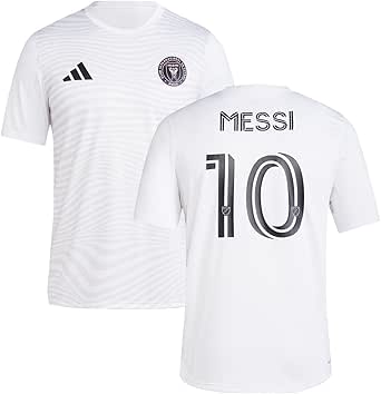 adidas Lionel Messi Inter Miami CF #10 Youth Size Player Name & Number Performance Shirt (White, Youth Large-14/16)