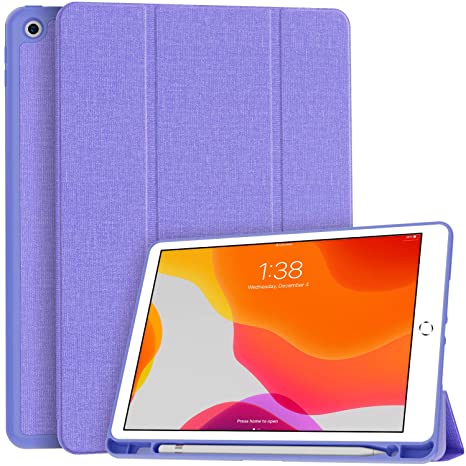 Soke New iPad 10.2 Case with Pencil Holder, iPad 8th Generation 2020/7th Generation 2019 Case-Premium Shockproof Case with Soft TPU Back Cover&Auto Sleep/Wake for Apple iPad 10.2", Slate Blue