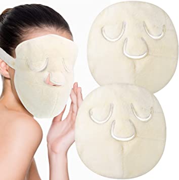 2 Pieces Towel Mask Reusable Face Towel Mask Facial Steamer Towel Moisturizing Towel Mask Beauty Skin Care Mask for Women Girls