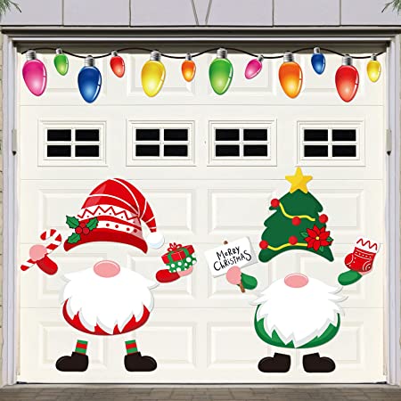 Merry Christmas Magnets Decor Reflective Car Refrigerator Decorations Xmas Magnetic Stickers Christmas Garage Door Decals Light Bulb Santa for Car Garage Door Holiday Party Decor (Santa, 36 Pcs)