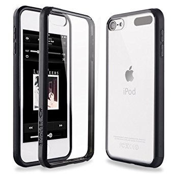 iPod Touch 6 Case, iPod Touch 5 Case, ENDLER [Fusion][CLEAR SLIM] Hybrid Premium TPU Bumper Scratch Resistant Hard Clear Back Panel Shock Absorption Case for Apple iPod Touch 5th 6th Gen (Solid Black)
