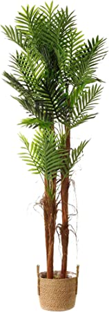 VECELO 6ft Artificial Faux Palm Tree Plant in Pot for Home Office Indoor Outdoor Modern Decor Housewarming Gift, Green