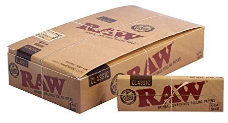 Raw 1 1/4 Natural Unbleached Rolling Papers, 24 Count, Box 99.8 Gram