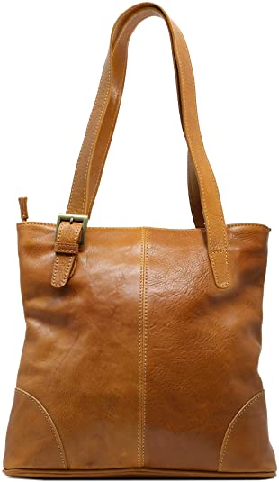Floto Tavoli Shoulder Bag in Saddle Brown Italian Calfskin Leather