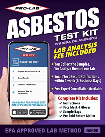 ProLab Asbestos Test Kit - Lab Fee Included! Emailed Results Within 1 Week Includes Return Mailer