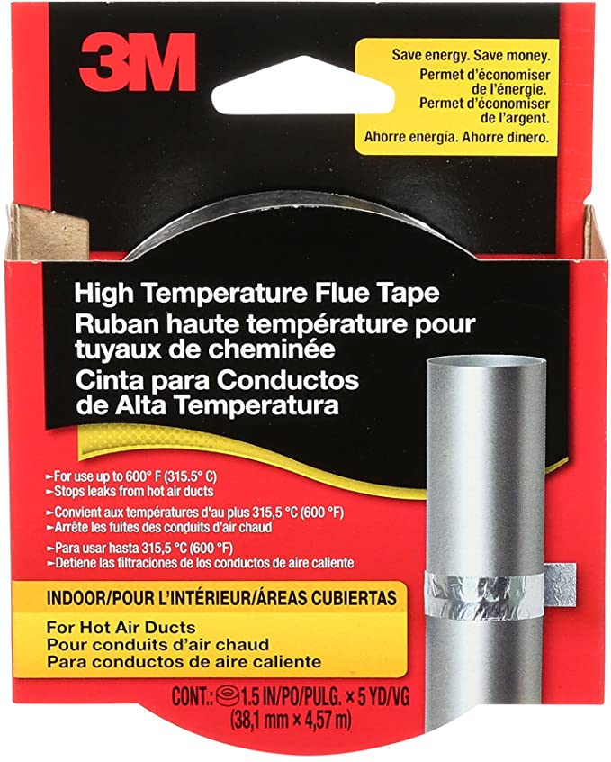 3M High Temperature Flue Tape, High Heat Sealing Tape up to 600 degrees, 15-Foot Roll