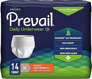 Prevail Adult Incontinence Underwear for Men& Women, Maximum Absorbency, X-Large, 14 Count