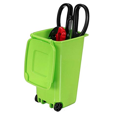 TOOGOO(R) Mini Wheelie Bin Novelty Desk Tidy Desktop Stationery Organiser Pen Pot Holder Color:Green Size: 16 10.5 8cm