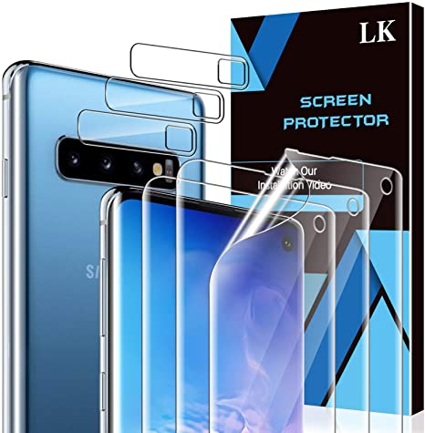 [6 Pack] LK 3 Pack Screen Protector   3 Pack Camera Lens Protector for Samsung Galaxy S10, [Positioning Tool] [in-Display Fingerprint Support] HD Ultra-Thin, Anti-Scratch, Flexible TPU Film