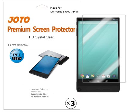 Dell Venue 8 7000 7840 Screen Protector Film (2015 Venue 8 7000 Series Android Tablet) - JOTO Ultra Crystal Clear (Invisible) Screen Guard for New Venue 8 7840 with Lifetime Replacement Warranty (3 Pack)