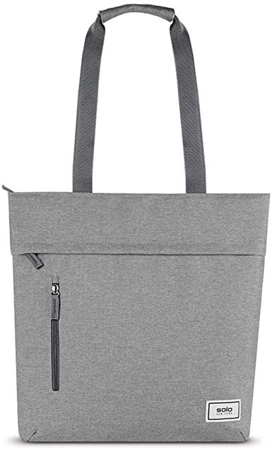 SOLO Women's Made from Recycled Bottles. Fits up to 15.6 inch laptop. Ladies Tote Bag for travel, for work with top zipper, Grey, One Size