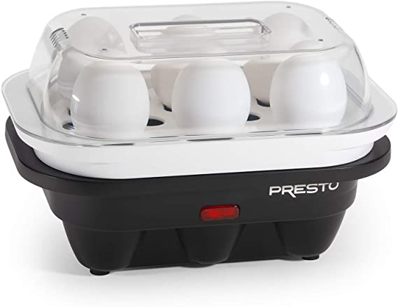 National Presto 04632 Electric Egg Cooker, 6, Black and White