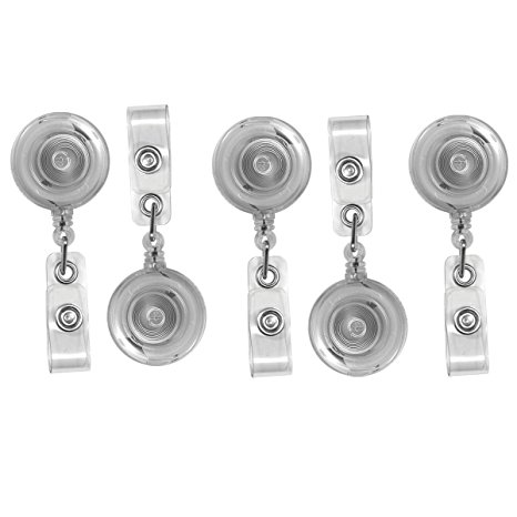 Translucent Retractable ID Badge Reels with Belt Clip - 5 Pack, by Specialist ID