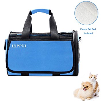 Pet Carrier Bag for Dogs and Cats, Hippih Fabric Padded Soft Travel Carry Case