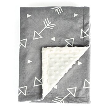 Boritar Baby Blanket Super Soft Minky With Double Layer Dotted Backing, Little Grey Arrows Printed 30"x40"