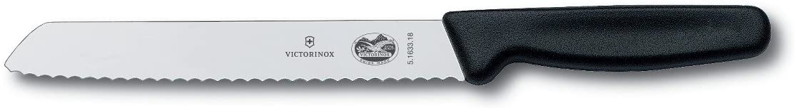 Victorinox Cutlery 7-Inch Wavy Edge Bread Knife, Black Fibrox Handle