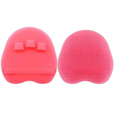 Soft Silicone Body Scrubber Food-grade Exfoliating Glove Shower Cleansing Brush, SPA Massage Skin Care Tool, for Sensitive and all Kinds of Skin (Pink)