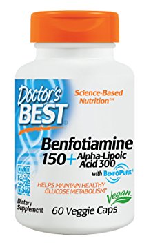 Doctor's Best Benfotiamine 150 Plus Alpha-Lipoic Acid 300 Mg Vegeratian Capsules, 60 Count