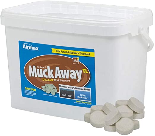 Airmax MuckAway TL, Concentrated Total Lake Muck Reducer Tablets, Natural Pond Sludge Remover, 36 lbs
