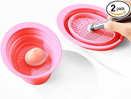 Silicone Makeup Brush Cleaning Mat, Cosmetic Brush Cleaner, Brush Cleaning Pad, Silicone Material, Soft Texture, Easy to Use, Portable and Convenient (Pink)