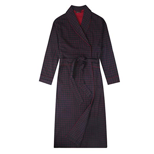 Noble Mount Mens Premium 100% Cotton Flannel Long Robe