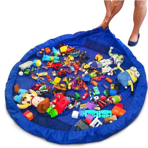 PlayBag by OzzyKids-Deluxe 60" toy organizer and floor activity mat makes toy storage and cleanup a breeze-Turns into a shoulder bag in just seconds! Lifetime warranty