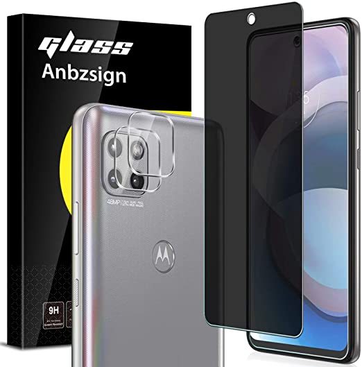 Anbzsign[2 Pack]Camera Lens Protector and [2 Pack] Privacy Screen Protector for Moto One 5G Ace (2021) / Moto G 5G / Moto one 5G UW ace, Anti-Spy 9H Hardness Tempered Glass Motorola One 5G Ace ? case