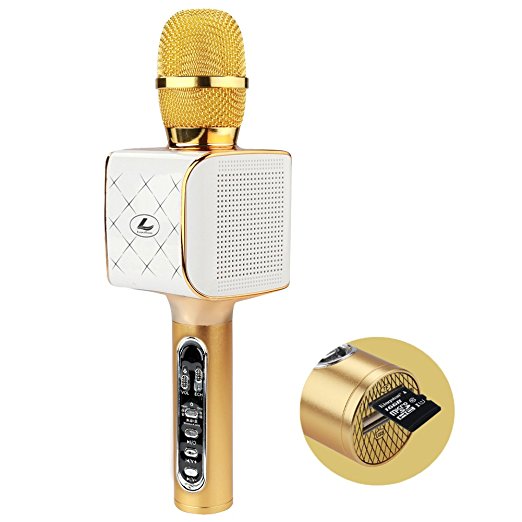 LENDOO Wireless Karaoke Microphone,2600mAh Portable 3 in 1 Handheld Microphone with Bluetooth Speaker for iphone Android Apple PC and All Smartphone