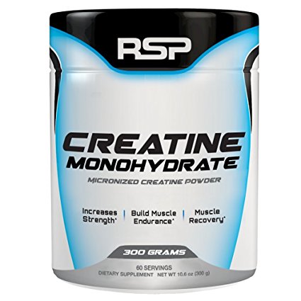 RSP Creatine Monohydrate – Pure Micronized Creatine Powder Supplement for Increased Strength, Muscle Recovery, and Performance for Men & Women, Unflavored, 300 grams