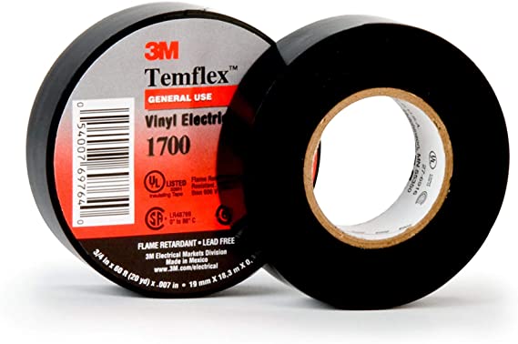 Install Bay 1700 3M Economy Vinyl Electrical Tape 3/4 in x 60 FT - Each, Black, Normal (1700-3/4x60FT)