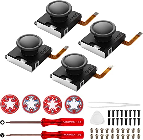 AKNES Gulikit Hall Sensing Joystick Replacement for JoyCon, Right and Left Joy Con Controller Replacement Thumb Stick Accessories Repair Kit for Switch OLED/Switch/Switch Lite, No Drift (2 Pairs)