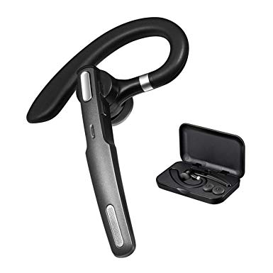 AZALLY Wireless Bluetooth Headset Earpiece V5.0 10 Hrs Talktime Noise Cancelling Mic, Compatible w/iPhone Samsung Android Cell Phones for Driving Business Office Skype