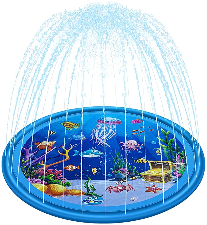 Newtion 68" Sprinkler & Splash Pad Play Mat for Kids and Toddlers Summer Outdoor Party Sprinkler Pad Water Toys Fun for Children