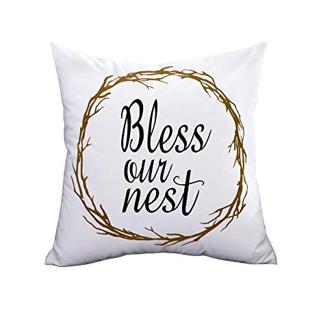 Bless Our Nest Pillow Cover for Home Decorative Throw Pillow Case Cushion Cover 18"x 18"
