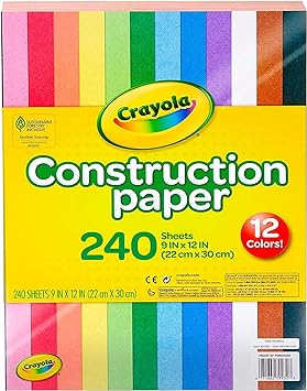 Crayola Construction Paper (240ct), 12 Assorted Colors, Kids Arts & Crafts Paper, Gifts for Kids, Classroom Supplies for Teachers