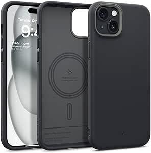 Caseology Nano Pop Mag for iPhone 15 Plus Case 5G [Dual Layer Silicone Case Compatible with Magsafe] Military Grade Drop Tested (2023) - Black Sesame