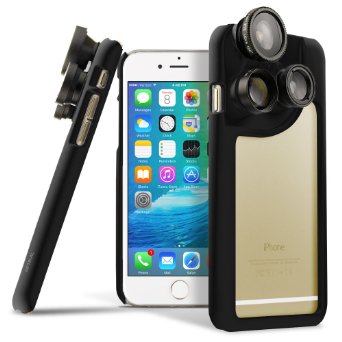iPhone 6s Case, OPTIKAL iPhone 6 4-in-1 Lens Duo Camera Case [Macro, Telephoto, Wide Angle, Fisheye] BLACK for iPhone 6s and iPhone 6