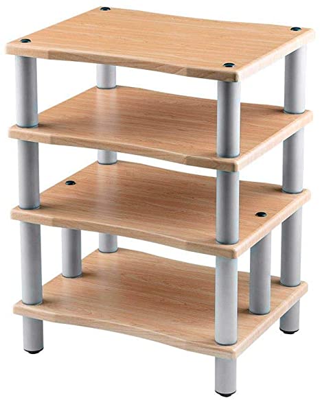 Monolith 4 Tier Audio Stand XL - Maple, Open Air Design, Each Shelf Supports up to 75 Lbs, Perfect Way to Organize AV Components