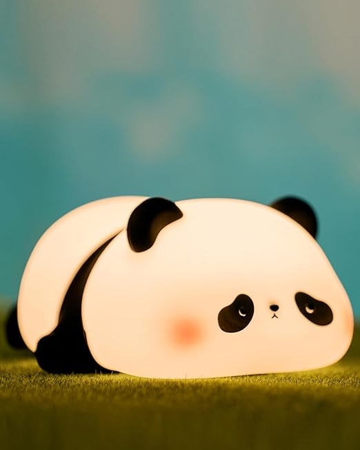ATSUI Panda Night Light for Kids, Food Grade Silicone, Rechargeable, Tap Fun Kawaii Lamp for Kids Room, Adjustable Brightness, Cute Stuff for Boys Girls, Cute Gifts for Baby Children
