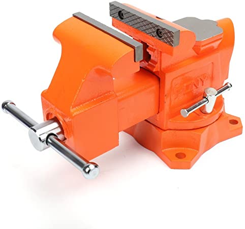 PONY 4-inch Heavy Duty Bench Vise - Jaw Width 4-inch, Throat Depth 2-5/8-inch, Shop Vise with Swivel Base