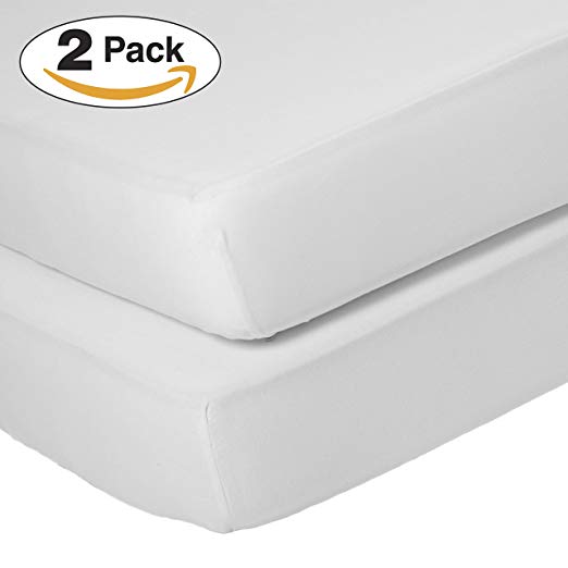 Delta Children Fitted Crib Sheet Set – 2 Pack | Solid Color | 100% Jersey Cotton, White